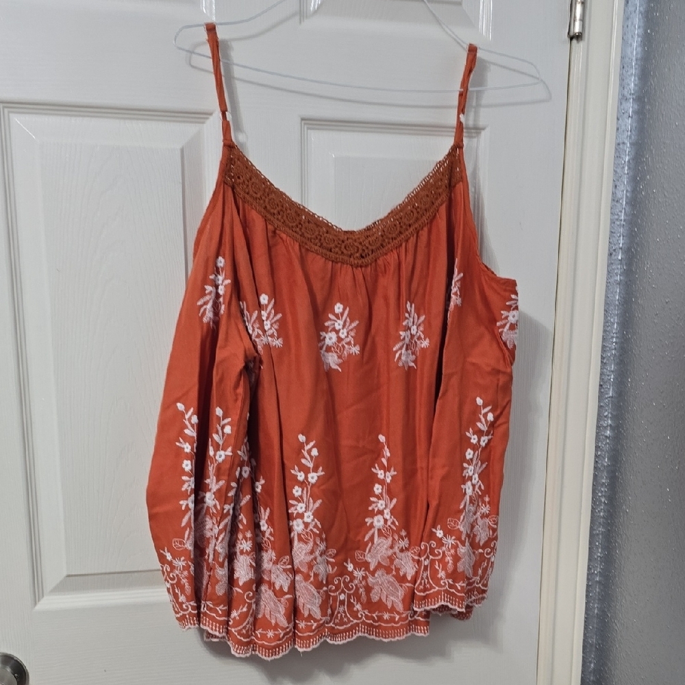 Cato Orange Embellished Sleeveless Camisole